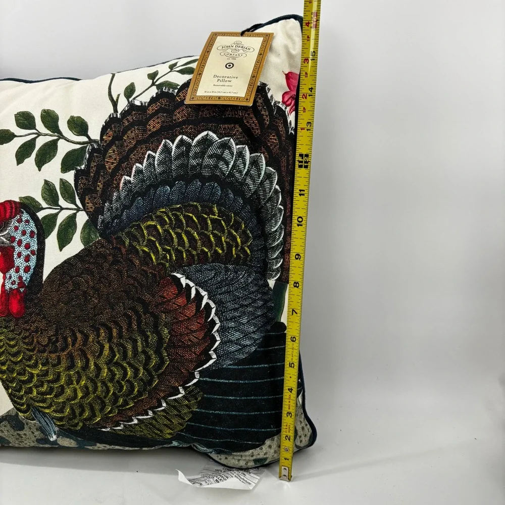 John Derian for Target Turkey Decorative Pillow 18x18 Fall Thanksgiving Teal NWT